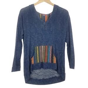 Silver Gate | Blue Burn Out Hoodie with Embroidery